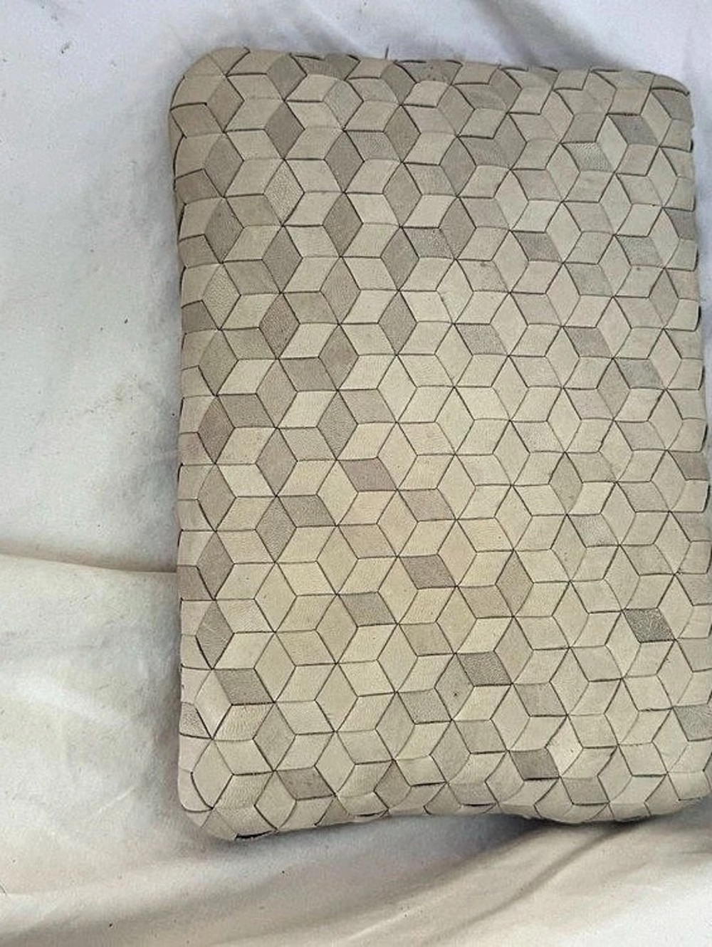 Madewell Handwoven Zip Pouch Geometric Cosmetic Bag in Cream